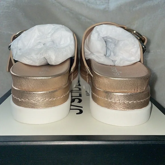 NWT J/SLIDES BAHA Rose Gold Leather Sandal - Picture 10 of 16